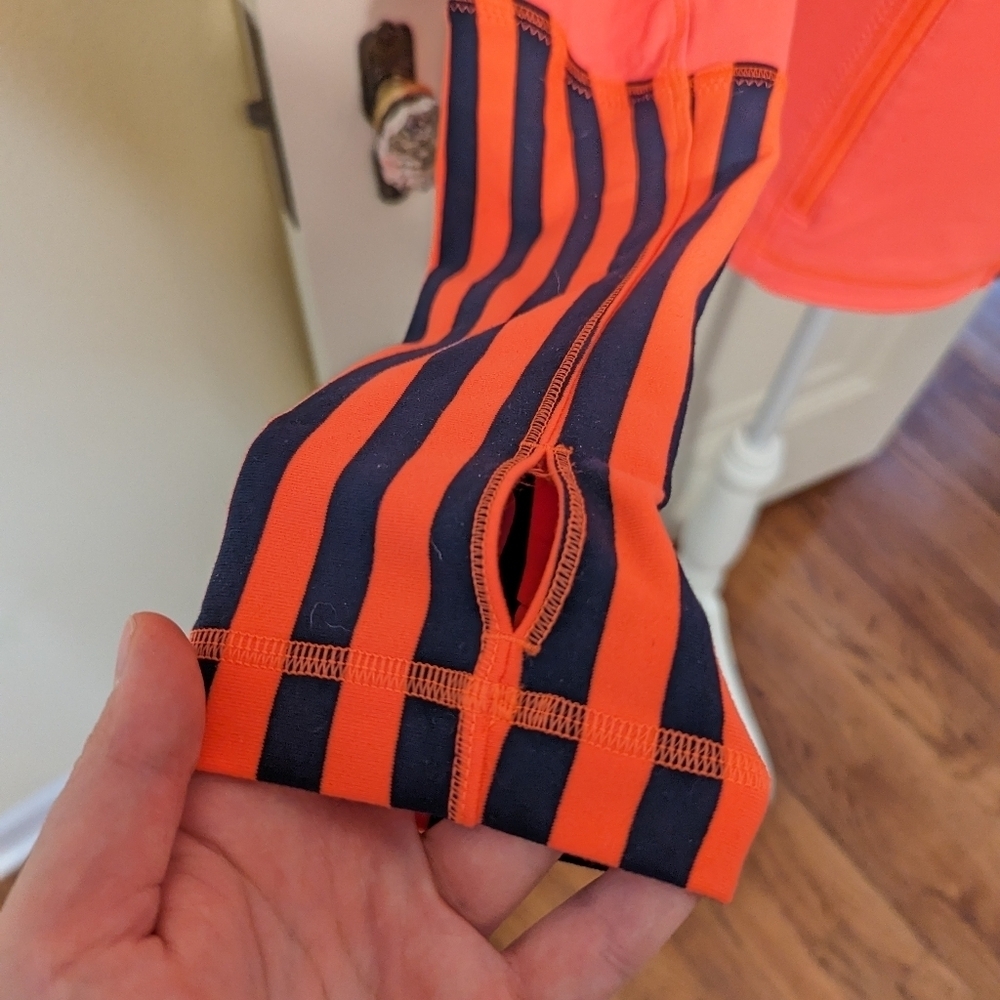Lululemon Flare Orange Navy Inkwell Blue Stripe Jacket Full Zip. Women's 8 - Picture 6 of 8